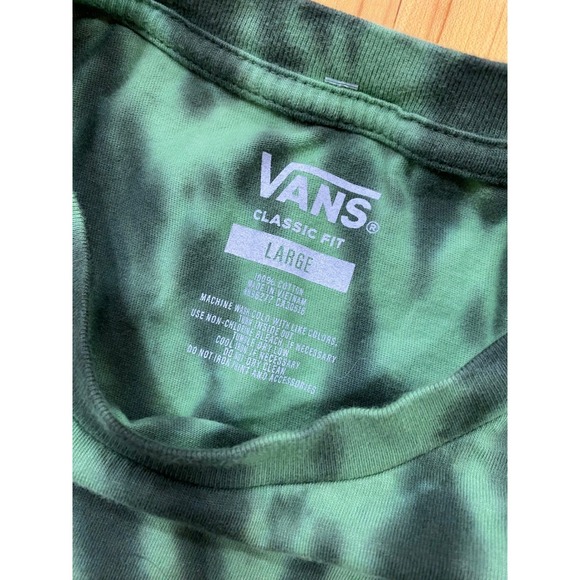 Vans Off The Wall Mens Large Green Tie Dye Graphic T-Shirt Classic Fit 1966 Sun - Picture 4 of 6